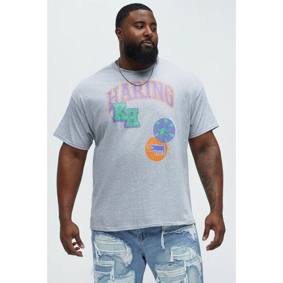 Keith Haring Collegiate Short Sleeve Tee - Heather Grey Size: 2X NEW - Picture 1 of 3